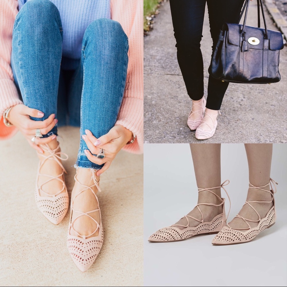 TOPSHOP N Fase Laser Ghillie Flat Nude Sz 10 EUC